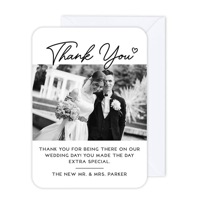 Custom Photo Thank You Cards with Envelopes, Modern Wedding Notes, Set of 24-Set of 24-Andaz Press-The New Mr. & Mrs-