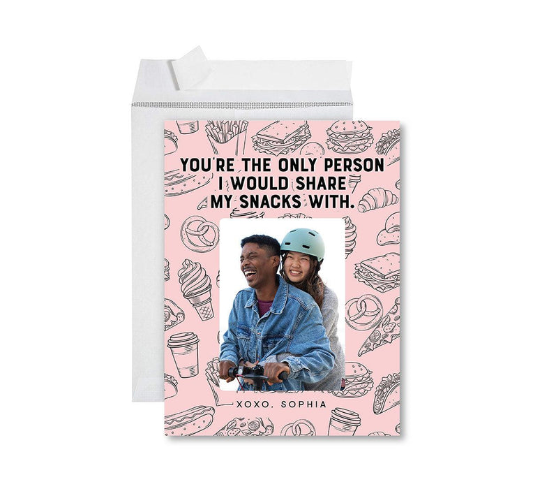 Custom Photo Valentine's Day Jumbo Card with Envelope, Greeting Card for Couples-Set of 1-Andaz Press-Pink & Red Love-