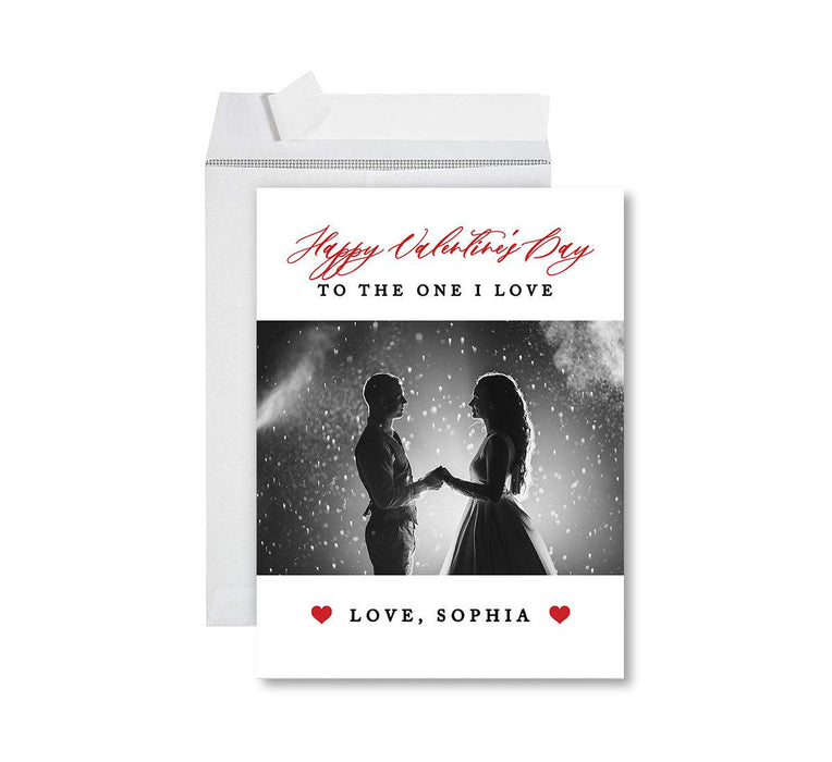 Custom Photo Valentine's Day Jumbo Card with Envelope, Greeting Card for Couples-Set of 1-Andaz Press-Pink & Red Love-