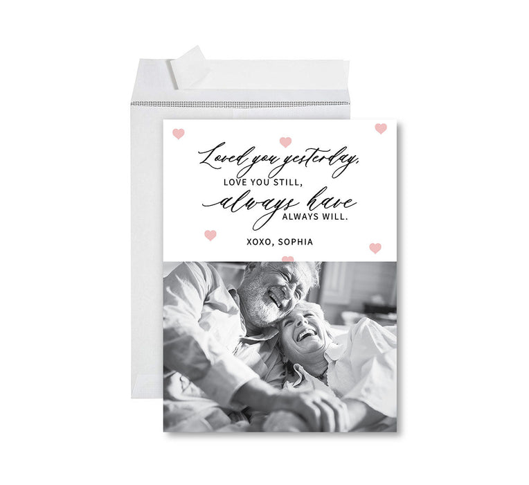 Custom Photo Valentine's Day Jumbo Card with Envelope, Greeting Card for Couples-Set of 1-Andaz Press-Pink & Red Love-