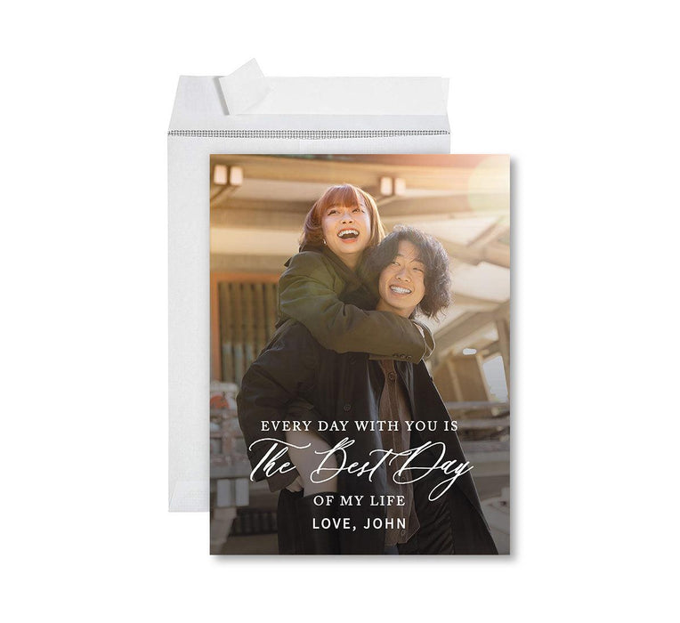 Custom Photo Valentine's Day Jumbo Card with Envelope, Greeting Card for Couples-Set of 1-Andaz Press-Pink & Red Love-