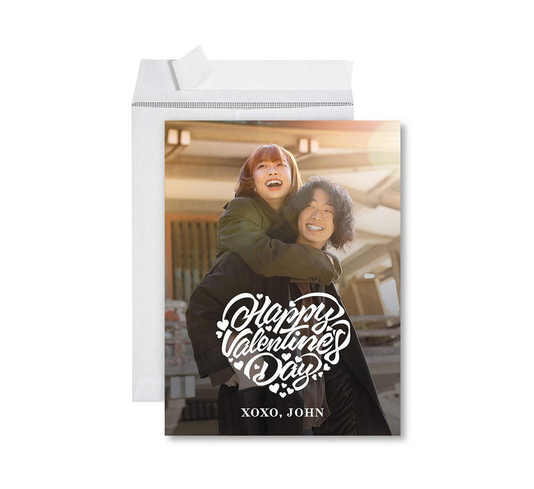 Custom Photo Valentine's Day Jumbo Card with Envelope, Greeting Card for Couples-Set of 1-Andaz Press-Pink & Red Love-