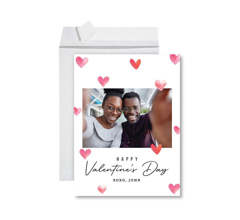Custom Photo Valentine's Day Jumbo Card with Envelope, Greeting Card for Couples-Set of 1-Andaz Press-Pink & Red Love-