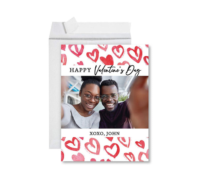 Custom Photo Valentine's Day Jumbo Card with Envelope, Greeting Card for Couples-Set of 1-Andaz Press-Abstract Hearts-