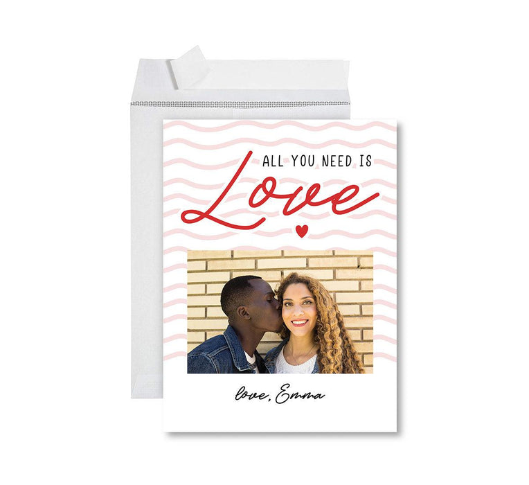 Custom Photo Valentine's Day Jumbo Card with Envelope, Greeting Card for Couples-Set of 1-Andaz Press-All You Need Is Love-