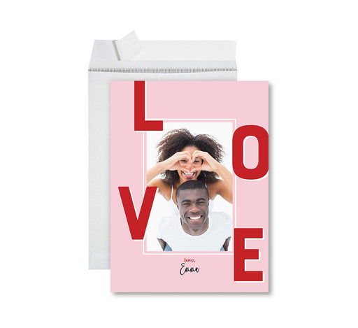 Custom Photo Valentine's Day Jumbo Card with Envelope, Greeting Card for Couples-Set of 1-Andaz Press-Pink & Red Love-