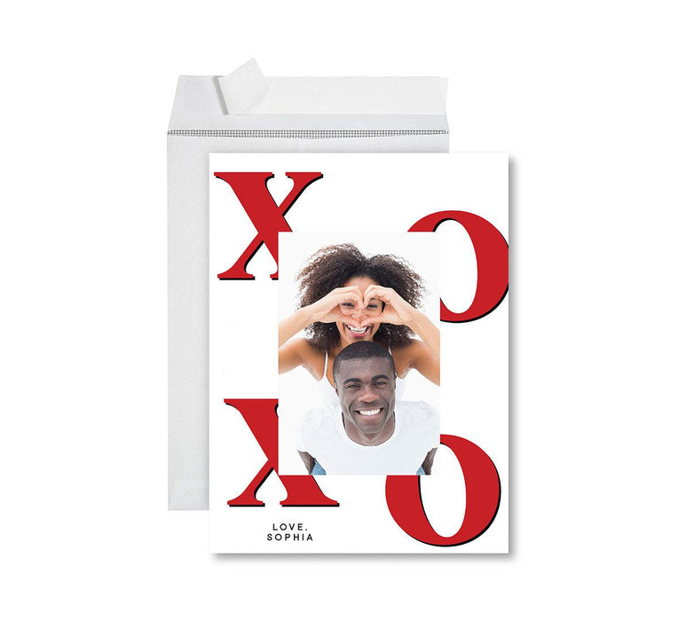 Custom Photo Valentine's Day Jumbo Card with Envelope, Greeting Card for Couples-Set of 1-Andaz Press-XoXo Red-
