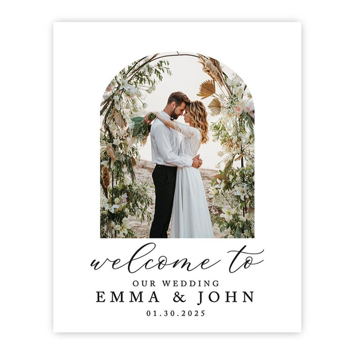Custom Photo Wedding Sign, Elegant Canvas Welcome for Ceremony and Reception, Set of 1-Set of 1-Andaz Press-Romantic Photo-