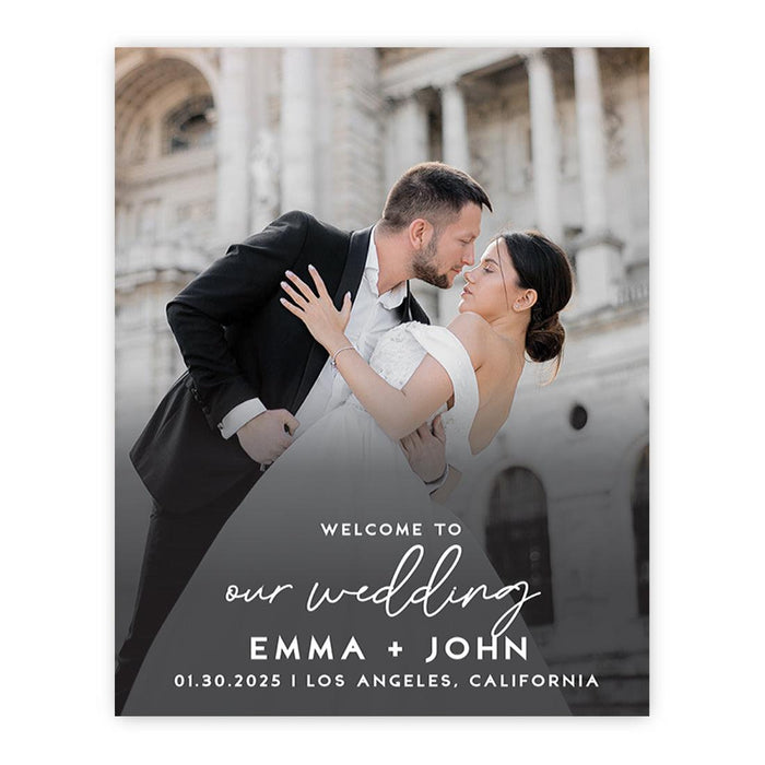 Custom Photo Wedding Sign, Elegant Canvas Welcome for Ceremony and Reception, Set of 1-Set of 1-Andaz Press-Romantic Photo-
