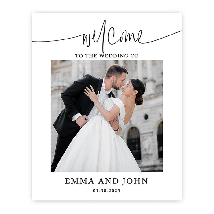 Custom Photo Wedding Sign, Elegant Canvas Welcome for Ceremony and Reception, Set of 1-Set of 1-Andaz Press-Romantic Photo-