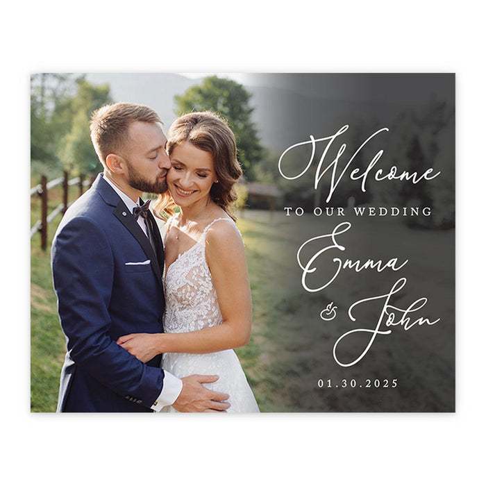 Custom Photo Wedding Sign, Elegant Canvas Welcome for Ceremony and Reception, Set of 1-Set of 1-Andaz Press-Romantic Photo-