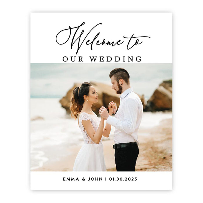 Custom Photo Wedding Sign, Elegant Canvas Welcome for Ceremony and Reception, Set of 1-Set of 1-Andaz Press-Romantic Photo-