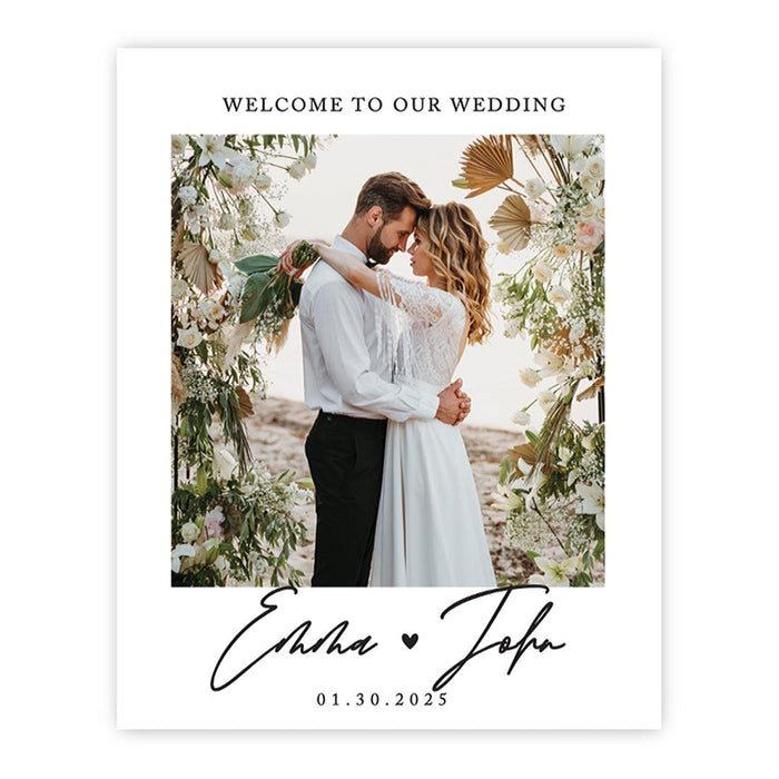 Custom Photo Wedding Sign, Elegant Canvas Welcome for Ceremony and Reception, Set of 1-Set of 1-Andaz Press-Romantic Photo-