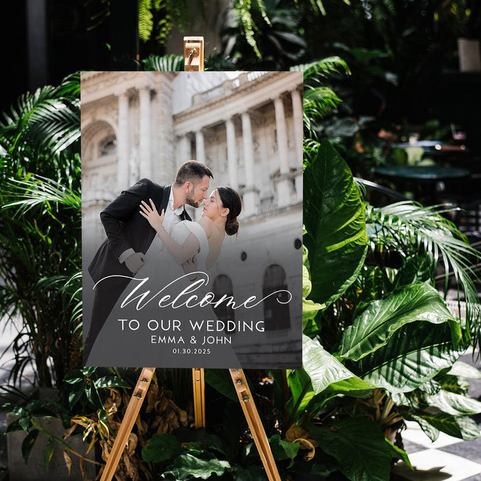 Custom Photo Wedding Sign, Elegant Canvas Welcome for Ceremony and Reception, Set of 1-Set of 1-Andaz Press-Romantic Photo-