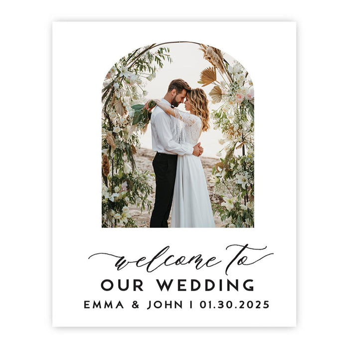 Custom Photo Wedding Sign, Elegant Canvas Welcome for Ceremony and Reception, Set of 1-Set of 1-Andaz Press-Boho Arch-