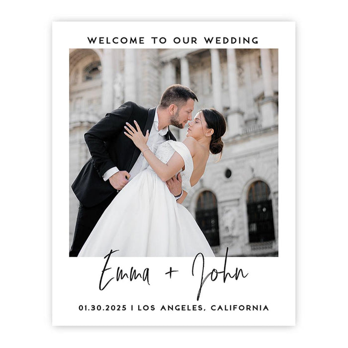 Custom Photo Wedding Sign, Elegant Canvas Welcome for Ceremony and Reception, Set of 1-Set of 1-Andaz Press-Minimal Modern-