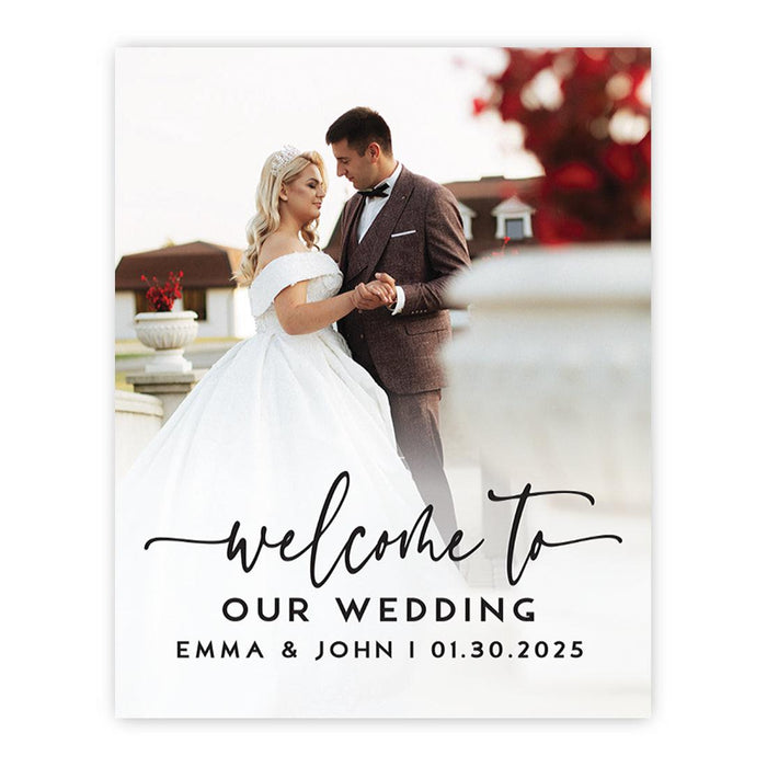 Custom Photo Wedding Sign, Elegant Canvas Welcome for Ceremony and Reception, Set of 1-Set of 1-Andaz Press-Modern-