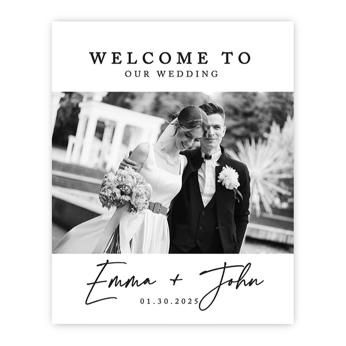Custom Photo Wedding Sign, Elegant Canvas Welcome for Ceremony and Reception, Set of 1-Set of 1-Andaz Press-Modern Classic-
