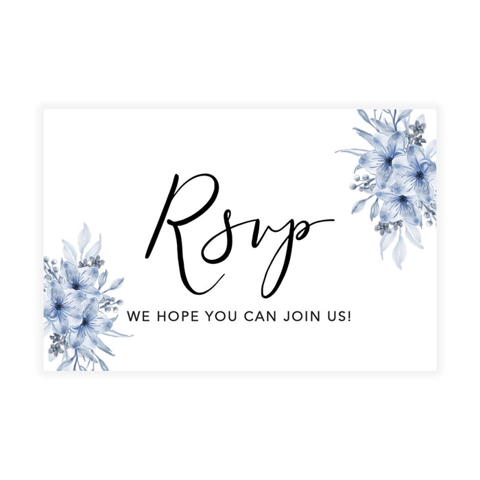Custom RSVP Postcards for Wedding Cardstock Response Reply Cards-Set of 56-Andaz Press-Dusty Blue Florals-