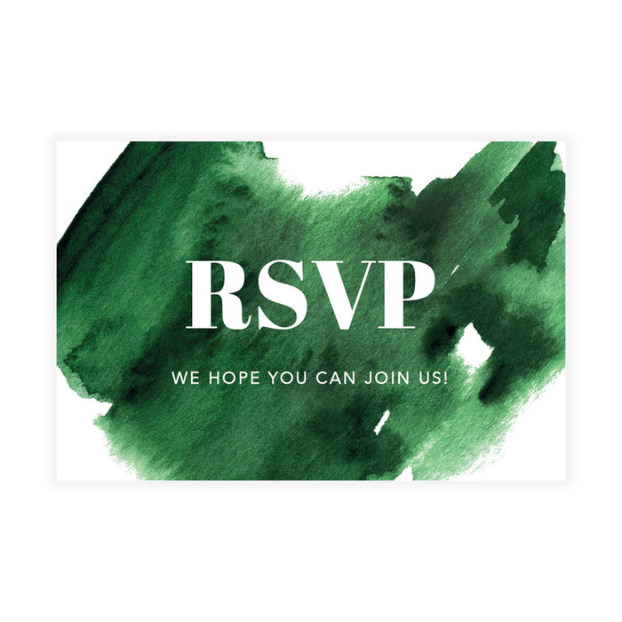 Custom RSVP Postcards for Wedding Cardstock Response Reply Cards-Set of 56-Andaz Press-Emerald Green Watercolor-