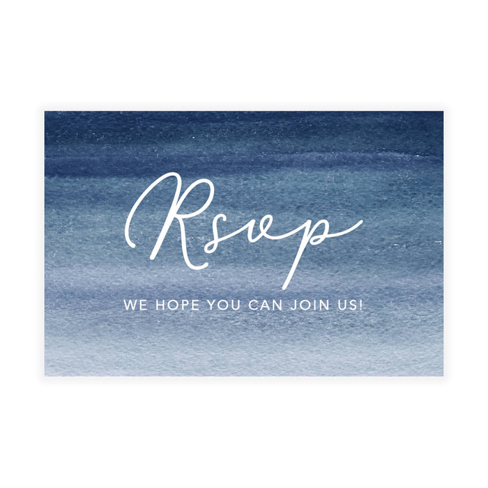 Custom RSVP Postcards for Wedding Cardstock Response Reply Cards-Set of 56-Andaz Press-Navy Blue Ombre Watercolor-