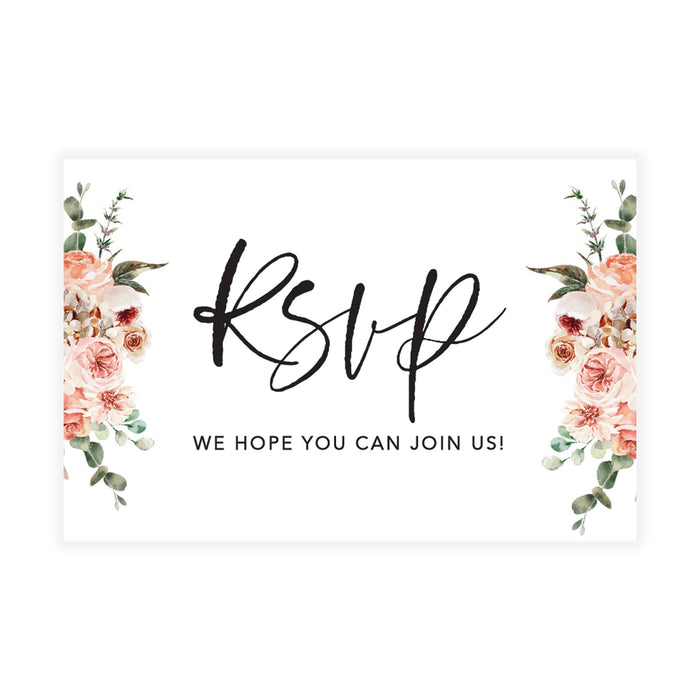 Custom RSVP Postcards for Wedding Cardstock Response Reply Cards-Set of 56-Andaz Press-Neutral Coral Florals-
