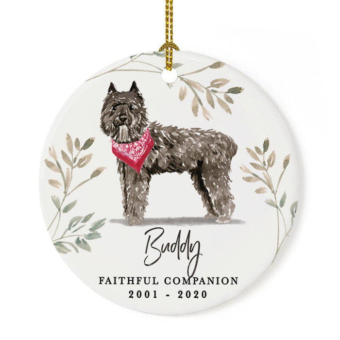 Custom Round Ceramic Christmas Dog Memorial Ornament, Faithful Companion, Design 1-Set of 1-Andaz Press-American Staffordshire Terrier-