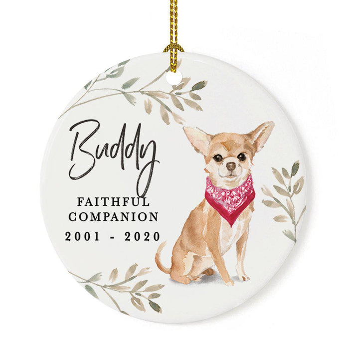 Custom Round Ceramic Christmas Dog Memorial Ornament, Faithful Companion, Design 1-Set of 1-Andaz Press-American Staffordshire Terrier-