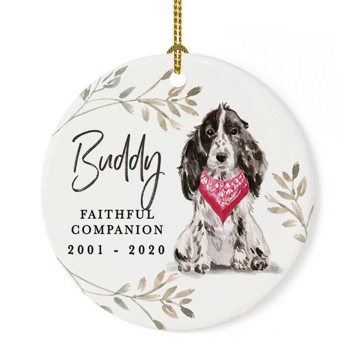 Custom Round Ceramic Christmas Dog Memorial Ornament, Faithful Companion, Design 1-Set of 1-Andaz Press-American Staffordshire Terrier-