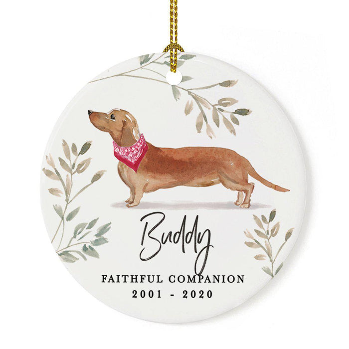 Custom Round Ceramic Christmas Dog Memorial Ornament, Faithful Companion, Design 1-Set of 1-Andaz Press-American Staffordshire Terrier-