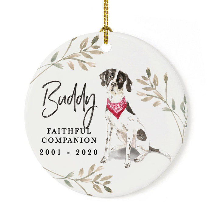 Custom Round Ceramic Christmas Dog Memorial Ornament, Faithful Companion, Design 1-Set of 1-Andaz Press-American Staffordshire Terrier-