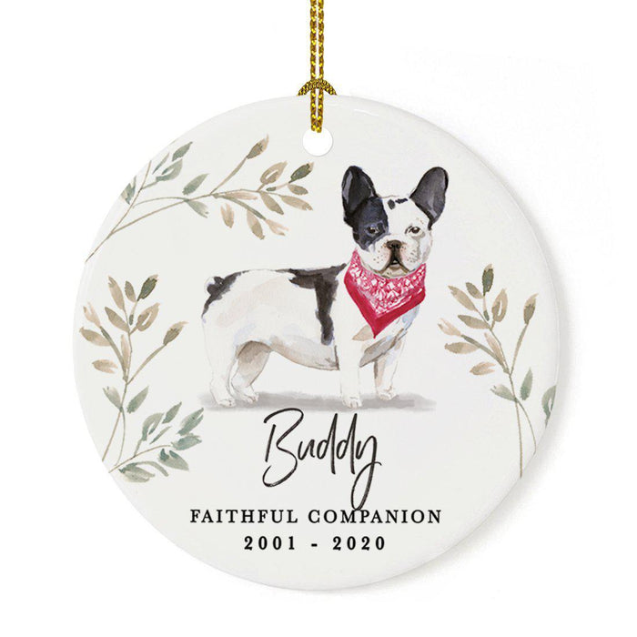 Custom Round Ceramic Christmas Dog Memorial Ornament, Faithful Companion, Design 1-Set of 1-Andaz Press-American Staffordshire Terrier-