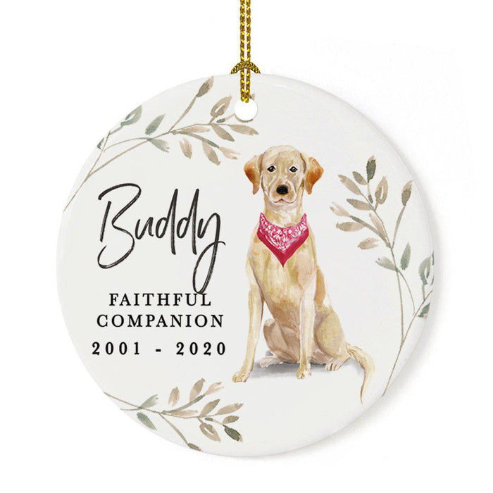 Custom Round Ceramic Christmas Dog Memorial Ornament, Faithful Companion, Design 1-Set of 1-Andaz Press-American Staffordshire Terrier-