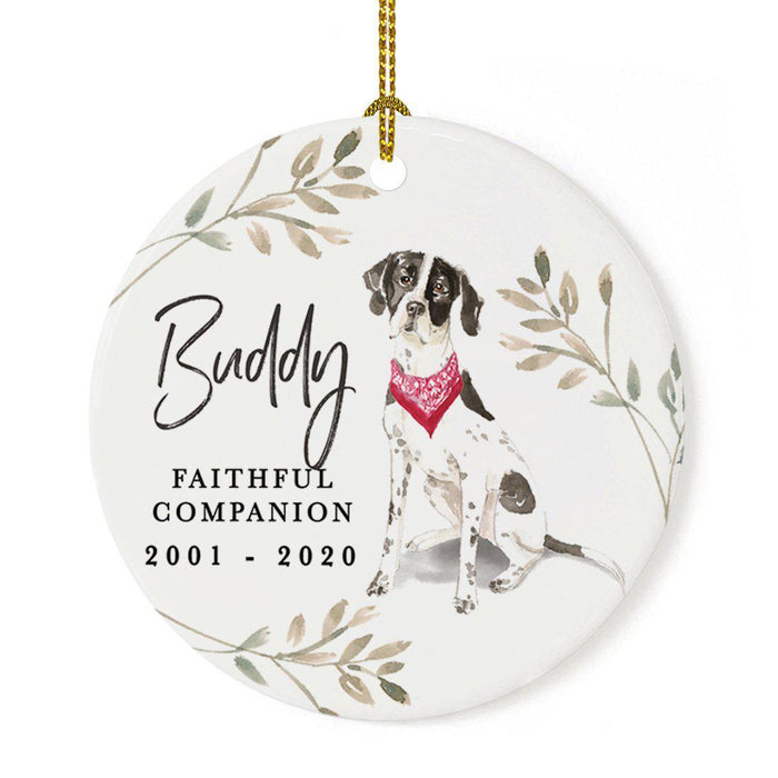 Custom Round Ceramic Christmas Dog Memorial Ornament, Faithful Companion, Design 1-Set of 1-Andaz Press-English Pointer-