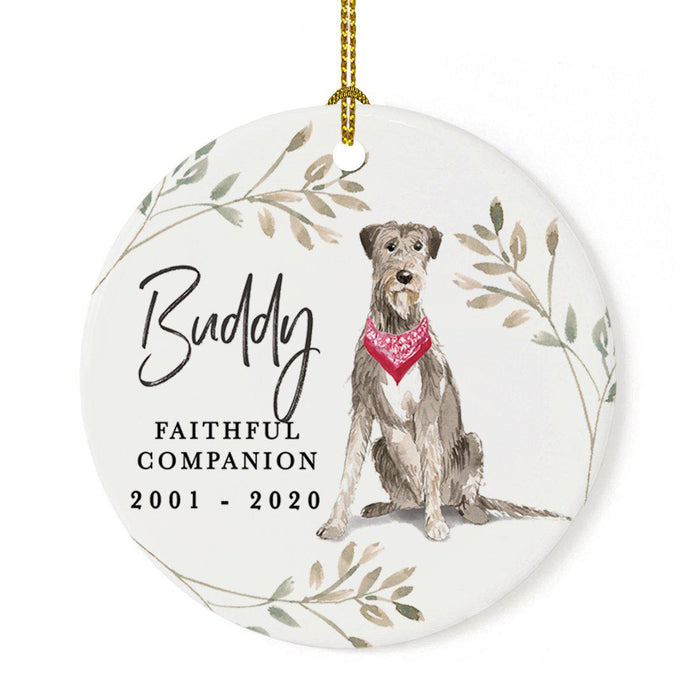 Custom Round Ceramic Christmas Dog Memorial Ornament, Faithful Companion, Design 1-Set of 1-Andaz Press-Irish Wolf-