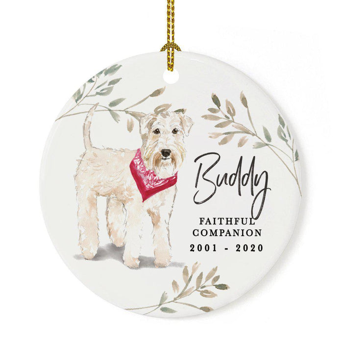 Custom Round Ceramic Christmas Dog Memorial Ornament, Faithful Companion, Pet Memorial Ideas, Design 2-Set of 1-Andaz Press-Newfoundland-