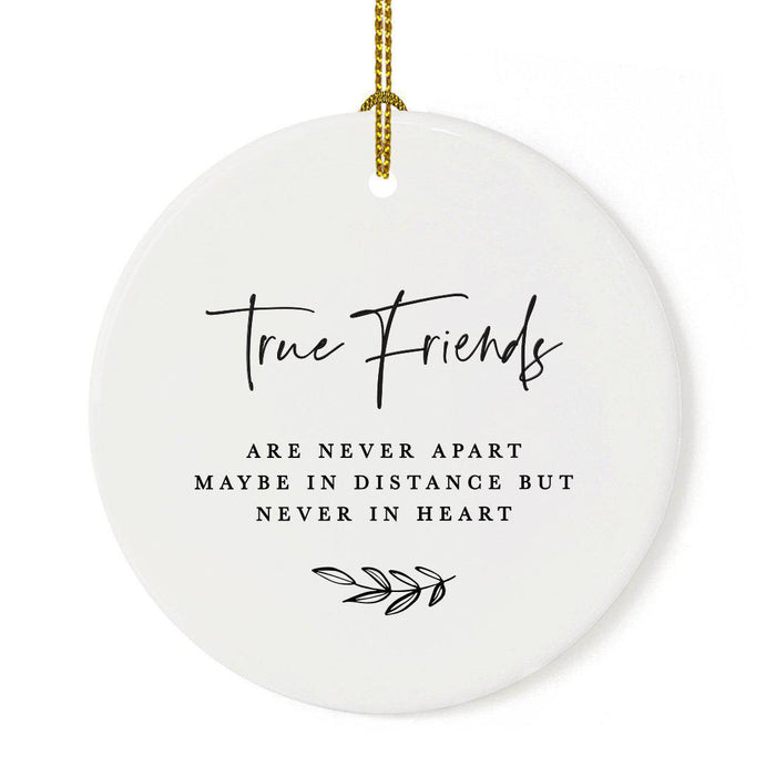 Custom Round Ceramic Porcelain Christmas Tree Ornament Engagement Handdrawn-Set of 1-Andaz Press-Feliz Navidad-