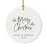 Custom Round Ceramic Porcelain Christmas Tree Ornament Engagement Handdrawn-Set of 1-Andaz Press-Feliz Navidad-