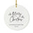Custom Round Ceramic Porcelain Christmas Tree Ornament Engagement Handdrawn-Set of 1-Andaz Press-Feliz Navidad-