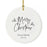 Custom Round Ceramic Porcelain Christmas Tree Ornament Engagement Handdrawn-Set of 1-Andaz Press-Feliz Navidad-