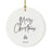 Custom Round Ceramic Porcelain Christmas Tree Ornament Engagement Handdrawn-Set of 1-Andaz Press-Merry Christmas-