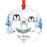 Custom Round Christmas Ornament, Baby Miller Due, Watercolor Winter Penguins on Snow-Set of 1-Andaz Press-Baby-