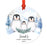 Custom Round Christmas Ornament, Baby Miller Due, Watercolor Winter Penguins on Snow-Set of 1-Andaz Press-Baby-