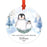 Custom Round Christmas Ornament, Baby Miller Due, Watercolor Winter Penguins on Snow-Set of 1-Andaz Press-Baby-