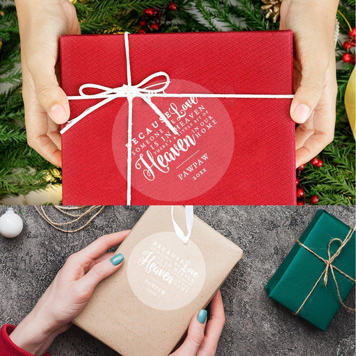 Custom Round Clear Acrylic Christmas Memorial Ornament Keepsake, Because Someone We Love is in Heaven in Our Home-Set of 1-Andaz Press-
