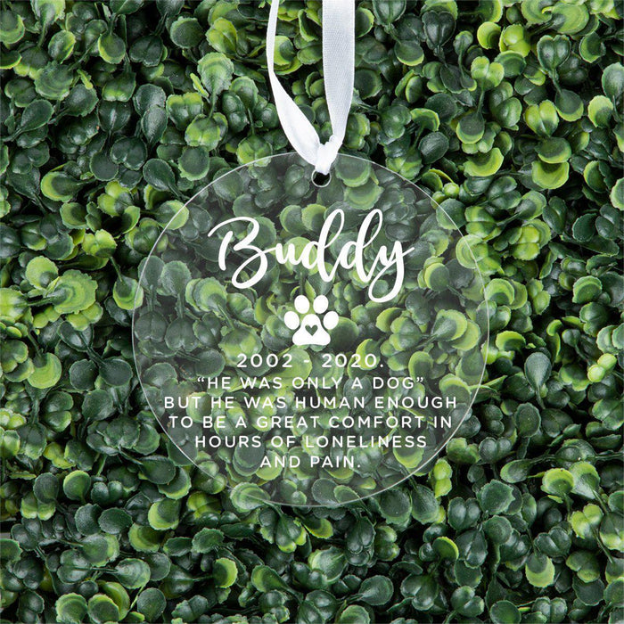 Custom Round Clear Acrylic Christmas Tree Ornament Keepsake, Pet Memorial, For Pet Lovers, Dog Lovers, Dog Parents-Set of 1-Andaz Press-Pet Dog-