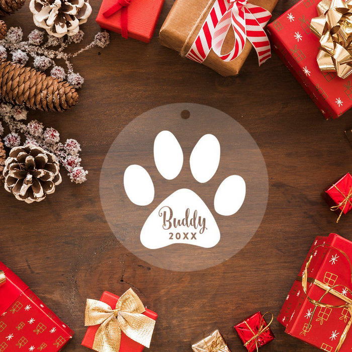 Custom Round Clear Acrylic Christmas Tree Ornament Keepsake, Pet Memorial, For Pet Lovers, Dog Lovers, Dog Parents-Set of 1-Andaz Press-Pet Dog-