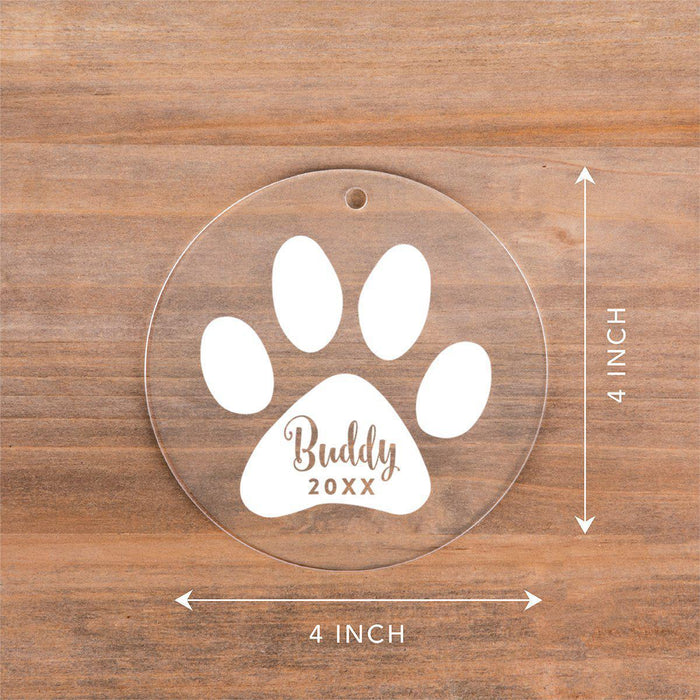 Custom Round Clear Acrylic Christmas Tree Ornament Keepsake, Pet Memorial, For Pet Lovers, Dog Lovers, Dog Parents-Set of 1-Andaz Press-Pet Dog-