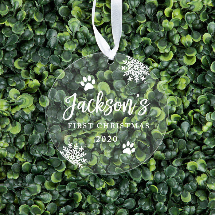 Custom Round Clear Acrylic Christmas Tree Ornament Keepsake, Pet Memorial, For Pet Lovers, Dog Lovers, Dog Parents-Set of 1-Andaz Press-Pet Dog-