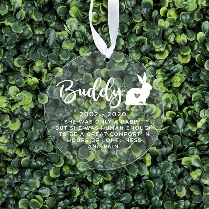 Custom Round Clear Acrylic Christmas Tree Ornament Keepsake, Pet Memorial, For Pet Lovers, Dog Lovers, Dog Parents-Set of 1-Andaz Press-A Bunny-